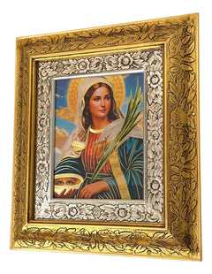 Cuadro De Madera 45x40 Cm Santa Lucia Oro Y Plata