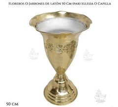 Floreros O Jarrones 50 Cm De Latón (par) Iglesia O Capilla Dorado Lisa