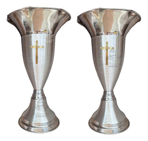 Floreros O Jarrones 60 Cm Iglesia O Capilla Con Cruz Santana Plateado Tulipán