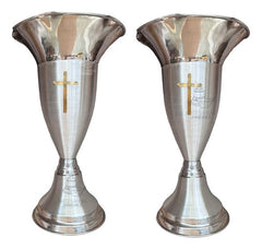 Floreros O Jarrones 60 Cm Iglesia O Capilla Con Cruz Santana Plateado Tulipán