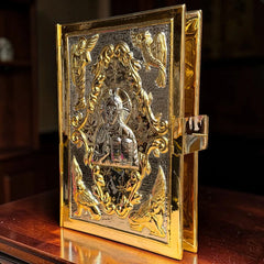 Evangeliario Liturgico Para Libro (forro) Cincelado Cristo Maestro Y Los 4 Evangelistas