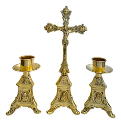 Baroque Altar Candlesticks & Table Cross Set