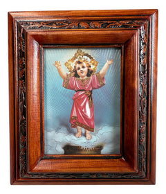 Cuadro Divino Niño Madera De Pino 22x19 Cm Color Nogal Color Nogal