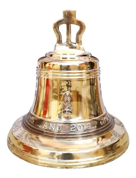 Campana de bronce personalizada de 100 kg, acabado abrillantado, fundida a mano en México