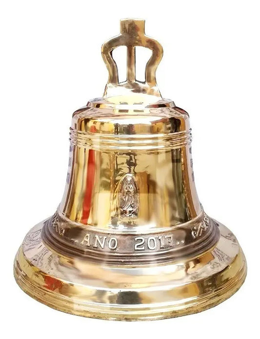 Campana de bronce personalizada de 100 kg, acabado abrillantado, fundida a mano en México