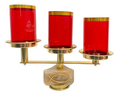 Candeleros De Tres Luces (2 Piezas) Estrella Con Pantallas Rojo