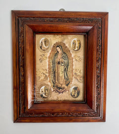 Cuadro Rostro De Jesus Color Nogal Madera De Pino 22x19 Cm Color Nogal