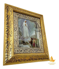 Cuadro Virgen De Fatima 45x40 Cm Combinado Oro Y Plata Oro Y Plata