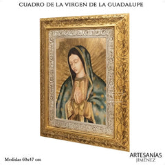 Cuadro Virgen De Guadalupe Busto 60x47 Cm Q119 Combinado Oro Y Plata Oro Y Plata