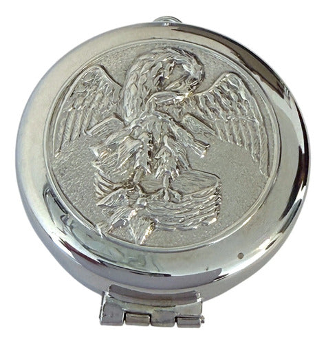 Silver Plated Pelican Relief Pyx Reliquary 5 Cm