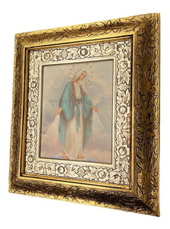Cuadro Virgen Milagrosa 45x40 Cm Combinado Oro Y Plata Oro Y Plata