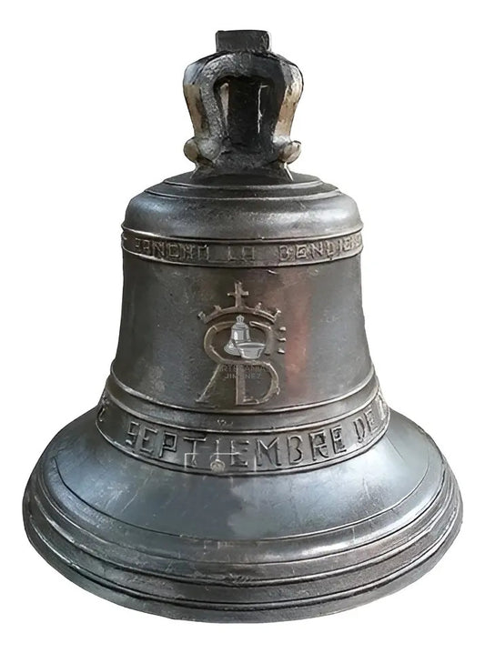 Campana de bronce envejecida de 100 kg personalizada, fundida a mano en México