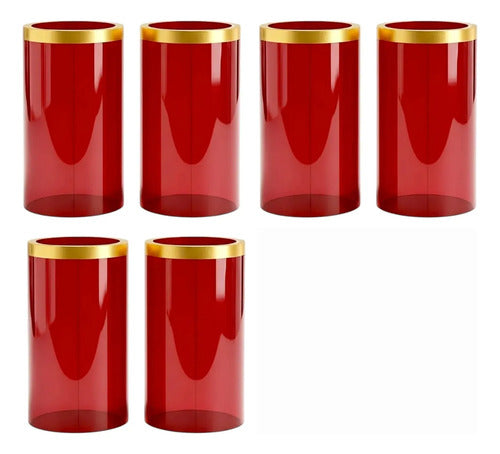 Acrílicos O Pantallas Para Candelero Juego De 6 Piezas Rojo Rojo Translucido Liso