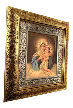 Cuadro Virgen Schoenstatt 45x40 Cm A#1 Combinado Oro Y Plata Oro Y Plata