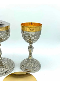Caliz Copon Y Patena Plateado Para Iglesia O Capilla C202