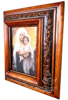 Cuadro Rostro De Jesus Color Nogal Madera De Pino 22x19 Cm Color Nogal