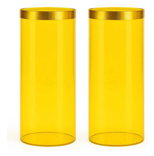 Pack De 2 Pantallas Cilíndricas De Acrílico Para Cirial, Color Amarillo