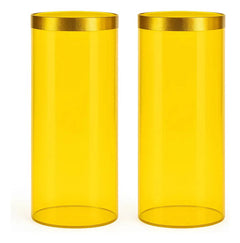 Pack De 2 Pantallas Cilíndricas De Acrílico Para Cirial, Color Amarillo