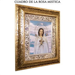 Cuadro Rosa Mistica 45x40 Cm A912 Combinado Oro Y Plata Oro Y Plata