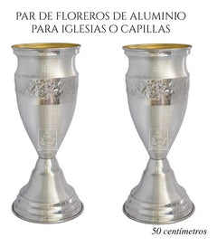 Floreros O Jarrones 50 Cm (par) Iglesia O Capilla Plateado Rayas