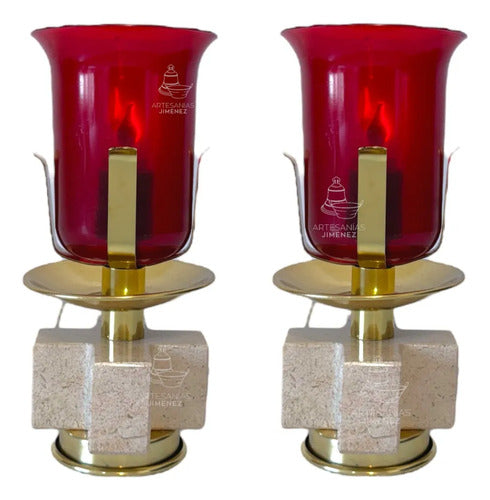 Candeleros Eléctricos Para El Santísimo Cruz 1/2 Semana Dorado