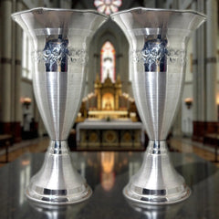 Floreros O Jarrones 60 Cm Iglesia O Capilla Con Cruz Santana Plateado Cincelado Cincelado