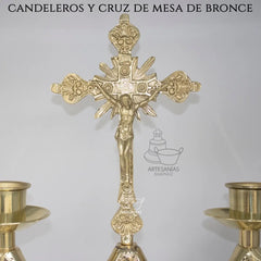 Baroque Altar Candlesticks & Table Cross Set