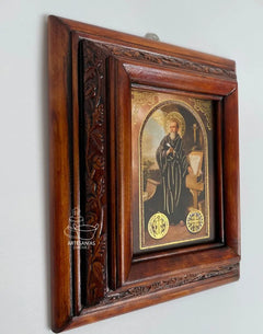 Cuadro Rostro De Jesus Color Nogal Madera De Pino 22x19 Cm Color Nogal
