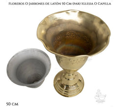 Floreros O Jarrones 50 Cm De Latón (par) Iglesia O Capilla Dorado Lisa