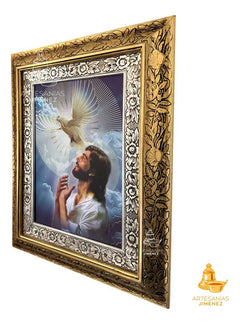 Cuadro Cristo Espiritu Santo 60x47 Cm V2 Combinado Oro Y Plata Oro Y Plata