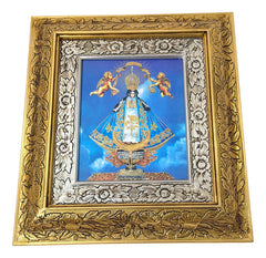Cuadro De Madera 45x40 Cm Virgen San Juan De Los Lagos Oro Y Plata