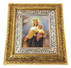 Cuadro De Madera 45x40 Cm Virgen Del Carmen Oro Y Plata