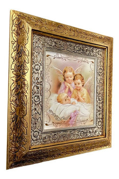 Cuadro Querubines 45x40 Cm A#1 Combinado Oro Y Plata Oro Y Plata