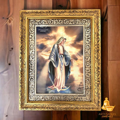 Cuadro Virgen Medalla Milagrosa 60x47 Cm Combinado Oro Y Plata Oro Y Plata