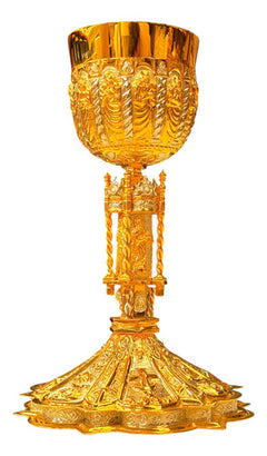 Caliz Barroco Tradicional Para Ordenación Grande Con Patena Combinado Dorado Plateado