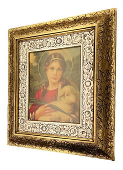 Cuadro Santa Ines 45x40 Cm Combinado Oro Y Plata Oro Y Plata