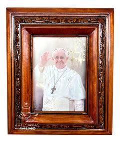 Cuadro Rostro De Jesus Color Nogal Madera De Pino 22x19 Cm Color Nogal