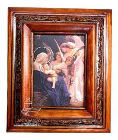 Cuadro Rostro De Jesus Color Nogal Madera De Pino 22x19 Cm Color Nogal
