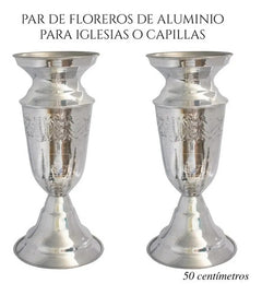 Floreros O Jarrones 50 Cm (par) Iglesia O Capilla Gradiola Plateado Gladiola