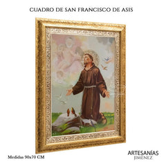 Cuadro San Francisco De Asis 90x70 Cm T330 Combinado Oro Y Plata Oro Y Plata