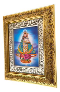 Cuadro De Madera 45x40 Cm Virgen De Los Remedios Oro Y Plata