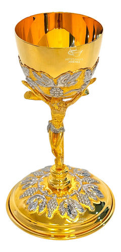 Caliz Grande De Cristo Con Patena Cristo Y Uvas