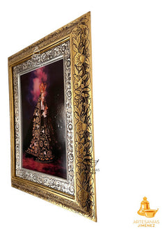 Cuadro Virgen De La Soledad 60x47 Cm C2 Combinado Oro Y Plata Oro Y Plata