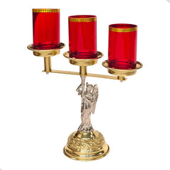 Candeleros De Mesa Para Altar De 3 Luces Corona De Espinas Plateado Con Base De Corona De Espinas Dorada Cincelada