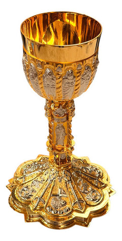 Caliz Barroco Tradicional Para Ordenación Grande Con Patena Combinado Plateado Dorado
