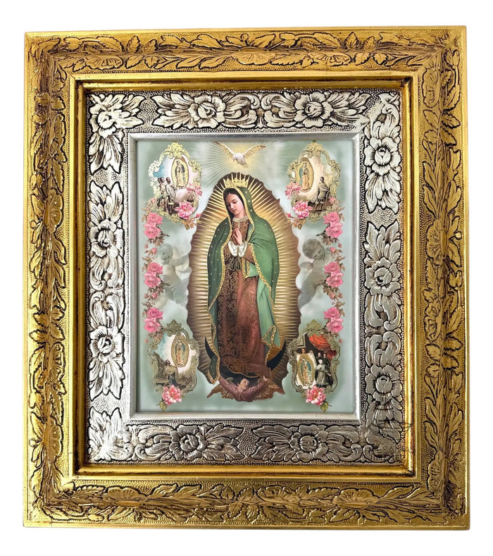 Our Lady of Guadalupe 4 Apparitions Framed Picture 45x40 cm