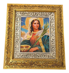 Cuadro De Madera 45x40 Cm Santa Lucia Oro Y Plata