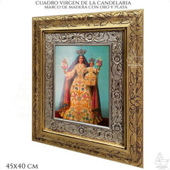 Cuadro Virgen De La Candelaria 45x40 Cm C003 Combinado Oro Y Plata Oro Y Plata