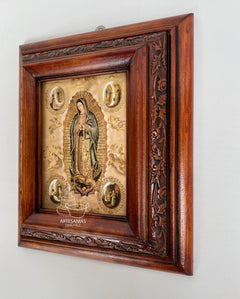 Cuadro Rostro De Jesus Color Nogal Madera De Pino 22x19 Cm Color Nogal