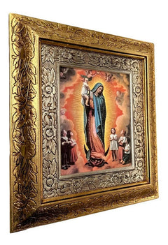 Cuadro Virgen De Guadalupe Protectora 45x40 Cm A#1 Combinado Oro Y Plata Oro Y Plata